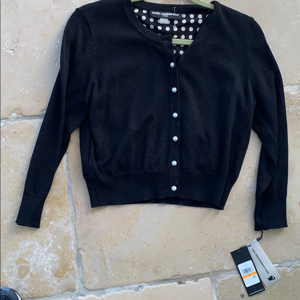 Karl Lagerfeld Cropped long sleeve black cardigan